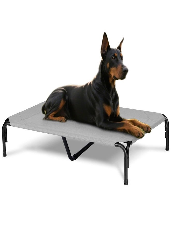 PVY Elevated Dog Bed for Outdoor, XXXL Raised Dogs Cot with Washable Mesh, Cooling Pet Beds Chew Proof Dog Hammock, Metal Frame Lifted Platform for Training Outside Camping, 59 inch Grey - Image 1